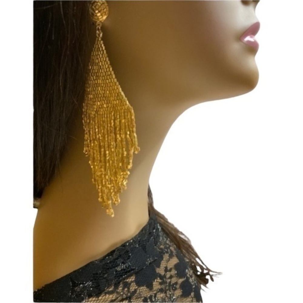 Natasha Couture Gold Bead Earrings